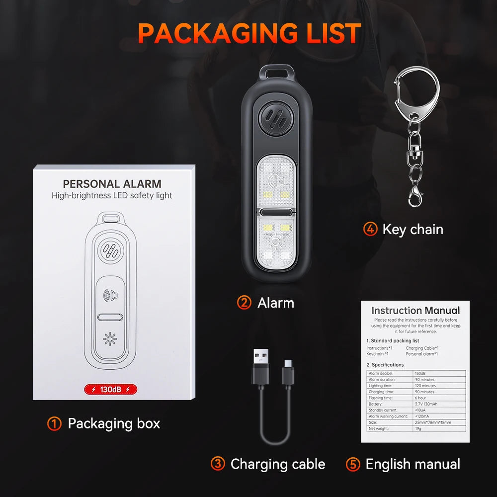 Rechargeable Safety Alarm Keychain