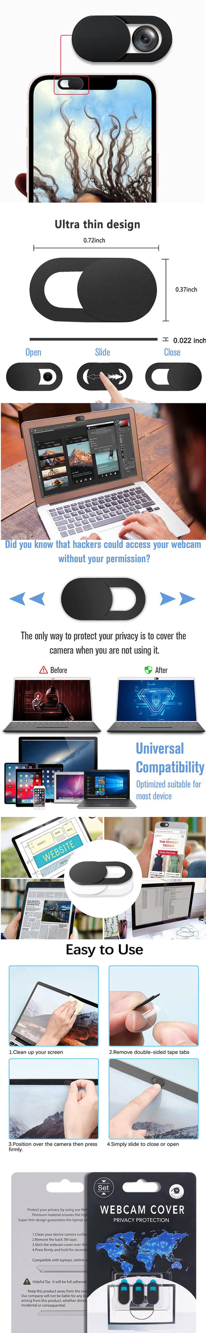 Camera Cover / Slider – protect against webcam hacking